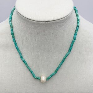 Sterling Silver Turquoise Color Large Freshwater Pearl Necklace